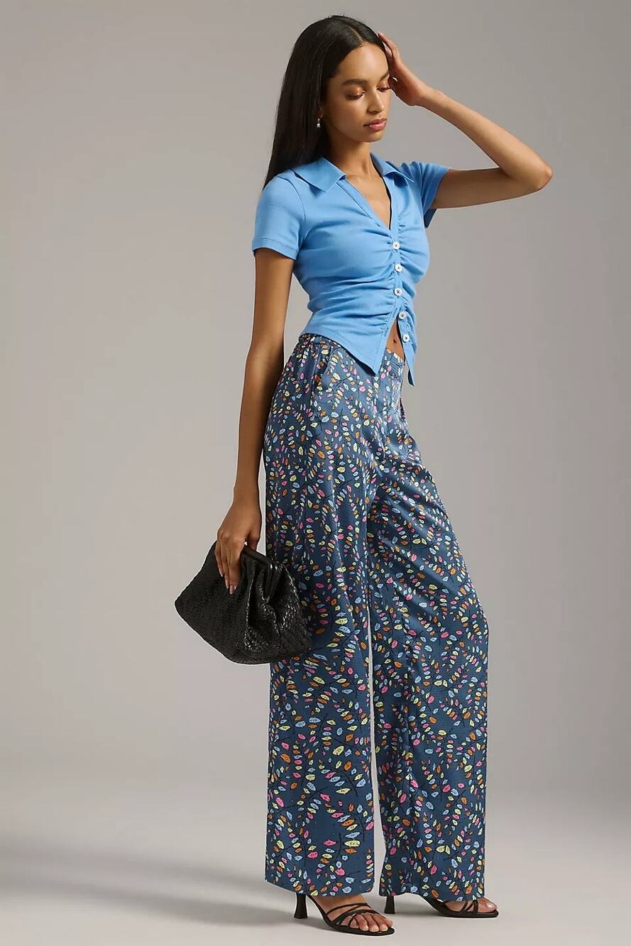 New Anthropologie Stella Nova Orli Wide-Leg Pants $199 Blue EU36 US SMALL